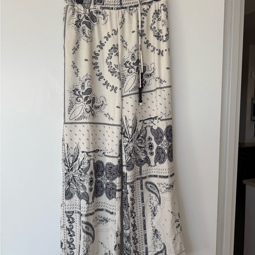 H&M Paisley Print Wide-Leg Pants